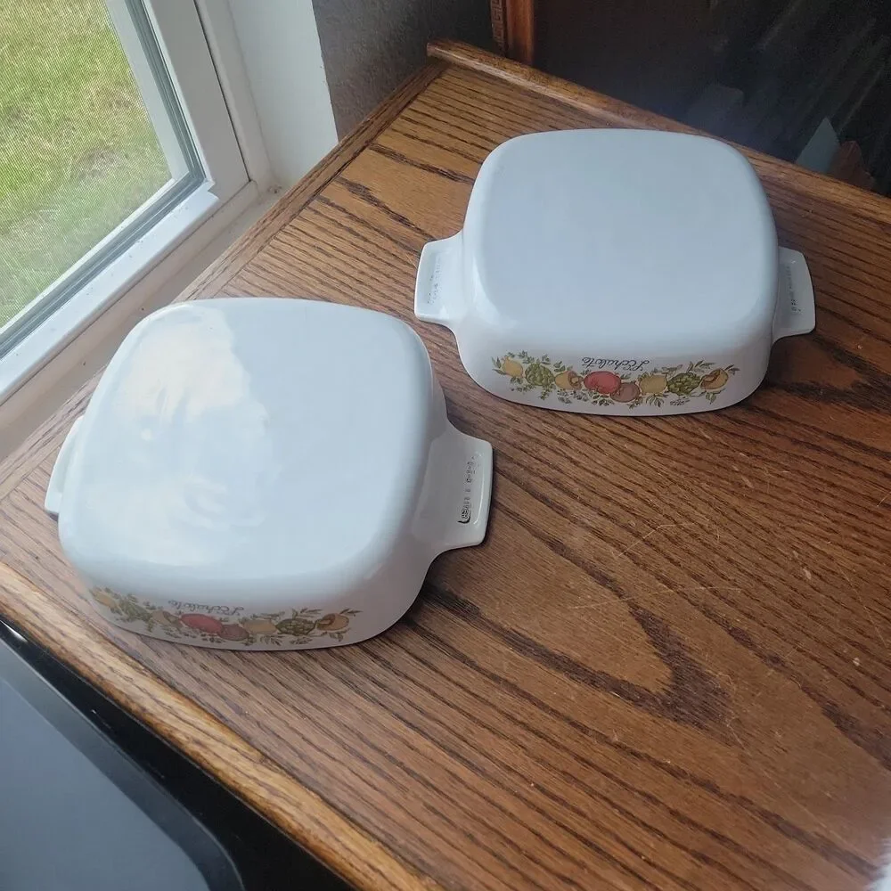 Corning Ware Spice Of Life L'Echalote 1 Qt A-1-B Casserole Dish Set Of 2 No Lids